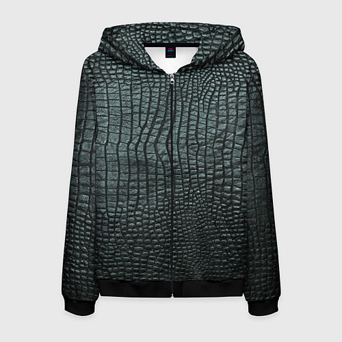 Мужская толстовка на молнии Кожа крокодила - fashion / 3D-Черный – фото 1