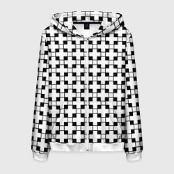 Толстовка 3D на молнии мужская Геометрический черно-белый узор, цвет: 3D-белый