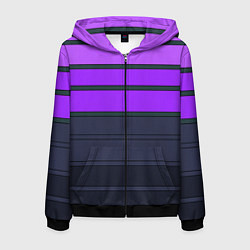Толстовка 3D на молнии мужская Полосатый узор в серых и фиолетовых тонах, цвет: 3D-черный