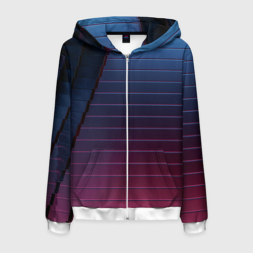 Мужская толстовка на молнии Абсрактная лестничная тёмно-синяя текстура / 3D-Белый – фото 1