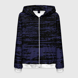 Толстовка 3D на молнии мужская Синие кляксы на чёрном, цвет: 3D-белый