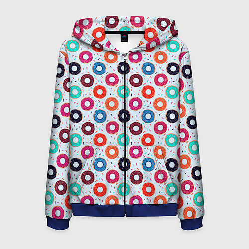 Мужская толстовка на молнии Пончики на светлом фоне / 3D-Синий – фото 1