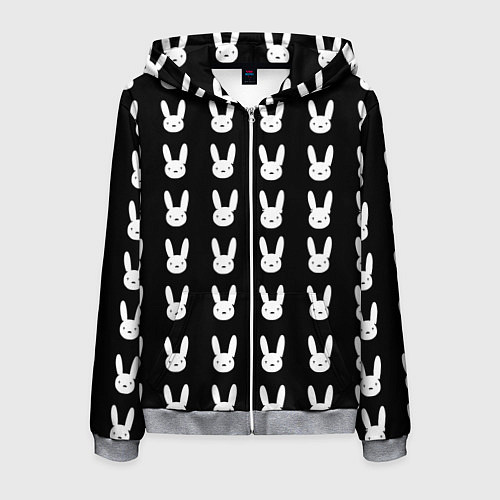 Мужская толстовка на молнии Bunny pattern black / 3D-Меланж – фото 1