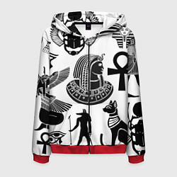 Толстовка 3D на молнии мужская Египетские знаки, цвет: 3D-красный