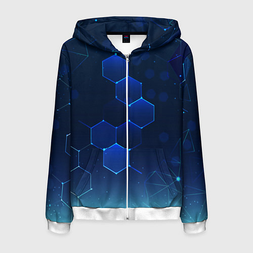 Мужская толстовка на молнии Абстрактная сетка / 3D-Белый – фото 1