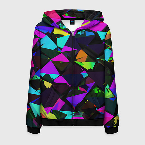 Мужская толстовка на молнии Shapes triangle geometry / 3D-Черный – фото 1