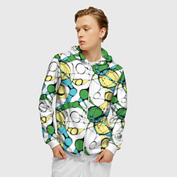 Толстовка 3D на молнии мужская Цветной нейрографический узор, цвет: 3D-белый — фото 2