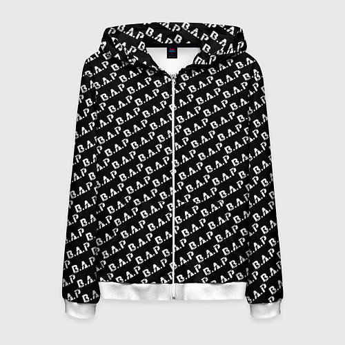 Мужская толстовка на молнии B A P black n white pattern / 3D-Белый – фото 1