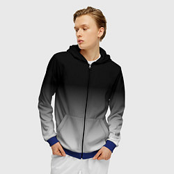 Толстовка 3D на молнии мужская От черного к белому, цвет: 3D-синий — фото 2