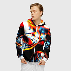 Толстовка 3D на молнии мужская Фрактальный узор, цвет: 3D-белый — фото 2