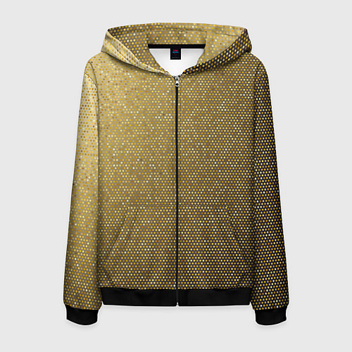 Мужская толстовка на молнии Текстура золотой ткани / 3D-Черный – фото 1