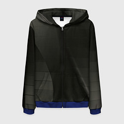 Толстовка 3D на молнии мужская Чёрные геометрические металлические листы, цвет: 3D-синий