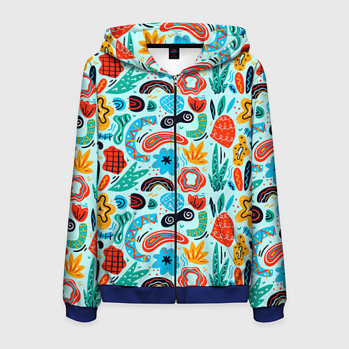 Мужская толстовка на молнии Colorful patterns / 3D-Синий – фото 1