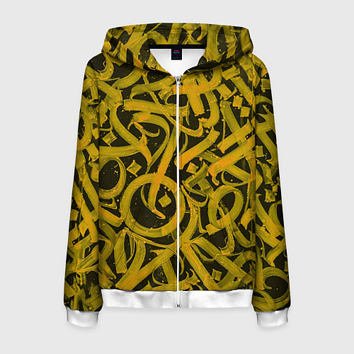 Мужская толстовка на молнии Gold Calligraphic / 3D-Белый – фото 1