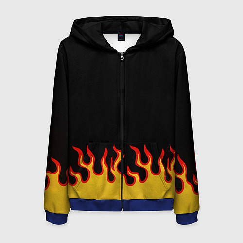 Мужская толстовка на молнии Горящее пламя / 3D-Синий – фото 1