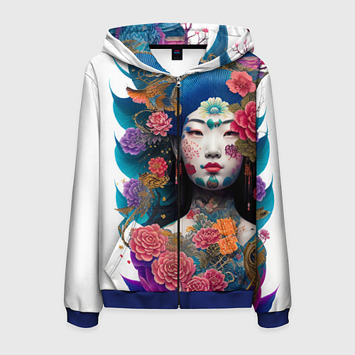 Мужская толстовка на молнии Japan style - tattoo - art / 3D-Синий – фото 1