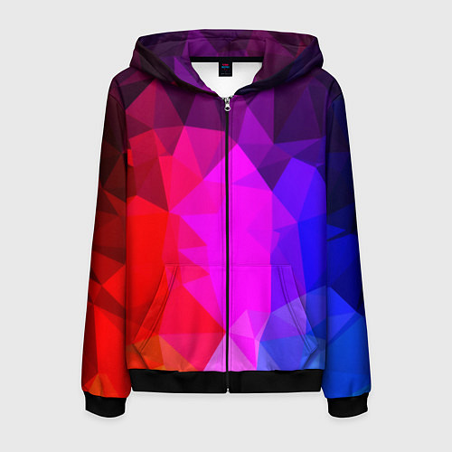 Мужская толстовка на молнии Битва градиентов неон / 3D-Черный – фото 1