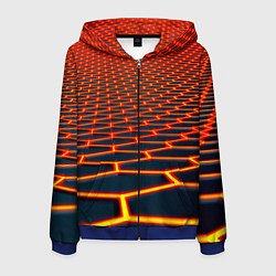 Толстовка 3D на молнии мужская Honeycomb yellow cyber, цвет: 3D-синий