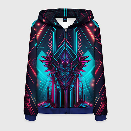 Мужская толстовка на молнии Кибернетический узор дракона / 3D-Синий – фото 1