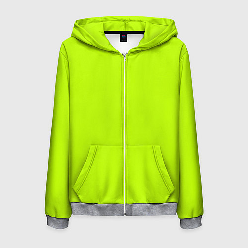 Мужская толстовка на молнии Лайм цвет: однотонный лаймовый / 3D-Меланж – фото 1