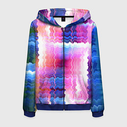 Толстовка 3D на молнии мужская Абстрактные линии сайфай, цвет: 3D-синий