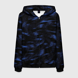 Толстовка 3D на молнии мужская Абстракция синего, цвет: 3D-черный
