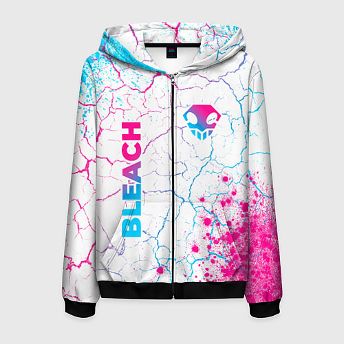 Мужская толстовка на молнии Bleach neon gradient style: надпись, символ / 3D-Черный – фото 1