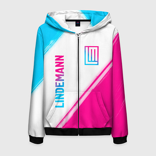 Мужская толстовка на молнии Lindemann neon gradient style: надпись, символ / 3D-Черный – фото 1