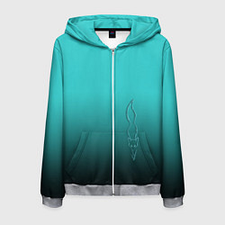 Толстовка 3D на молнии мужская Силуэт лисы на градиентном фоне, цвет: 3D-меланж