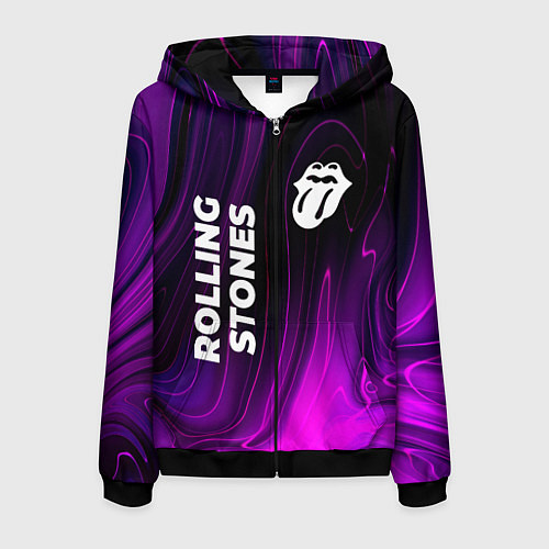 Мужская толстовка на молнии Rolling Stones violet plasma / 3D-Черный – фото 1