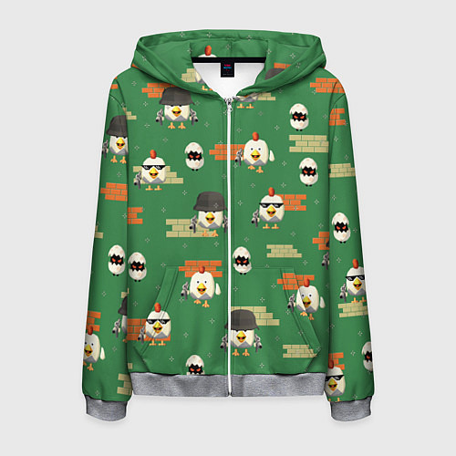 Мужская толстовка на молнии Chicken gun battle / 3D-Меланж – фото 1