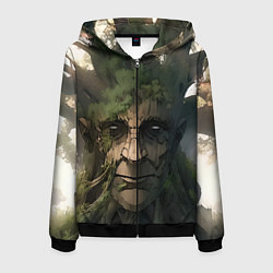 Толстовка 3D на молнии мужская Аниме Мудрое дерево, цвет: 3D-черный