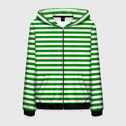 Толстовка 3D на молнии мужская Тельняшка зеленая Пограничных войск, цвет: 3D-черный