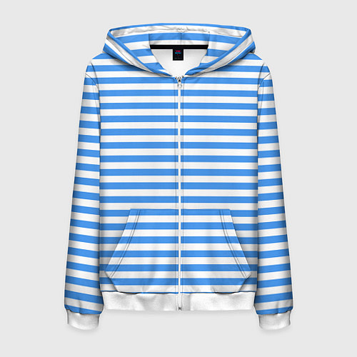 Мужская толстовка на молнии Тельняшка васильковая ВДВ / 3D-Белый – фото 1