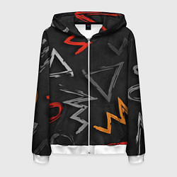 Толстовка 3D на молнии мужская Паттерн фигуры, цвет: 3D-белый