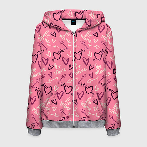 Мужская толстовка на молнии Be mine паттерн / 3D-Меланж – фото 1