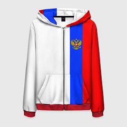 Толстовка 3D на молнии мужская Цвета России - герб, цвет: 3D-красный