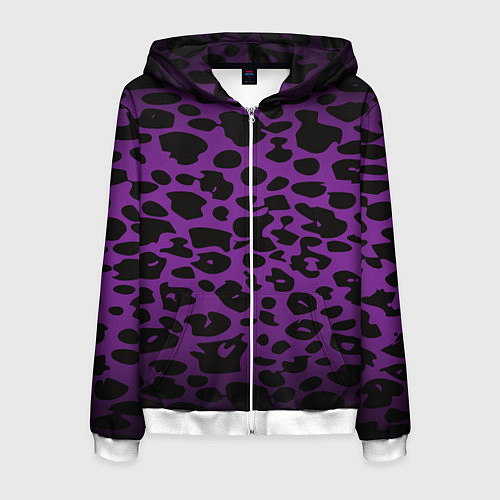 Мужская толстовка на молнии Фиолетовый леопард / 3D-Белый – фото 1