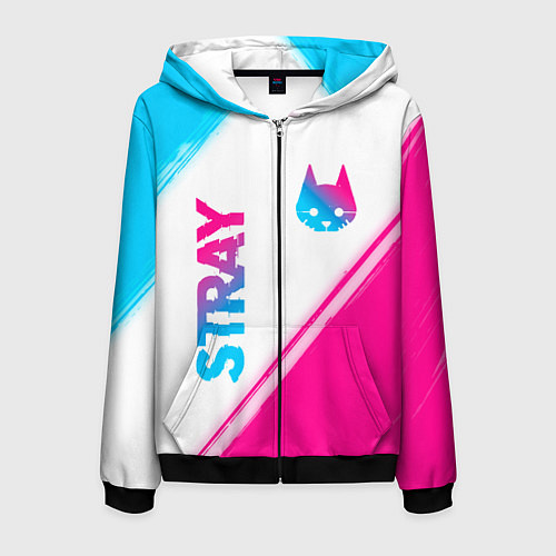 Мужская толстовка на молнии Stray neon gradient style: надпись, символ / 3D-Черный – фото 1