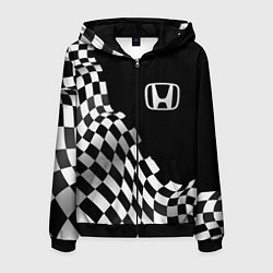 Толстовка 3D на молнии мужская Honda racing flag, цвет: 3D-черный