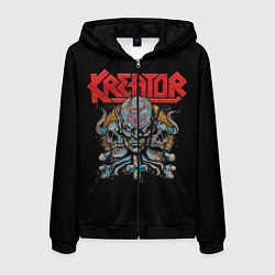 Толстовка 3D на молнии мужская Kreator - трэш-метал, цвет: 3D-черный