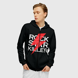 Толстовка 3D на молнии мужская Rock Star Killer, цвет: 3D-черный — фото 2