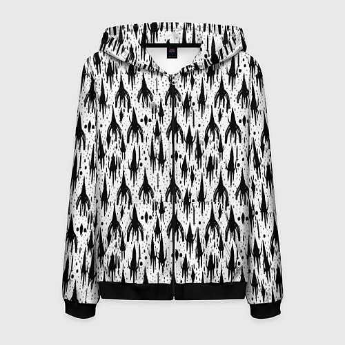 Мужская толстовка на молнии Чернильные пришельцы / 3D-Черный – фото 1