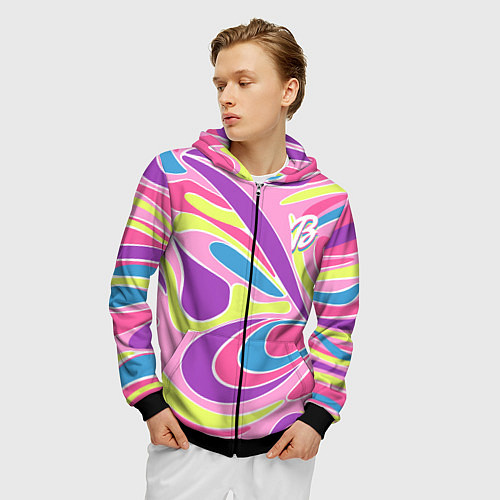 Мужская толстовка на молнии Barbie Totally Hair - ретро костюм / 3D-Черный – фото 3