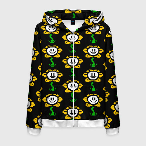 Мужская толстовка на молнии Undertale - flowey smile / 3D-Белый – фото 1