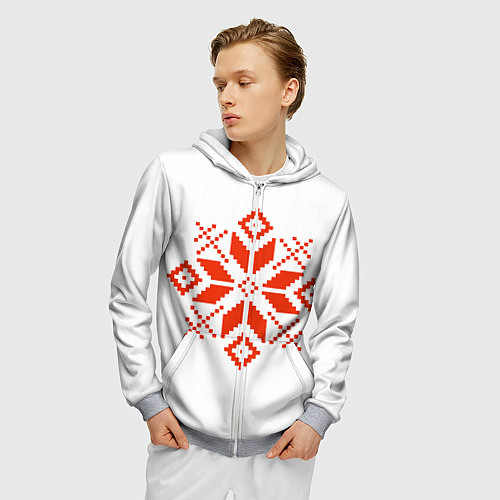Мужская толстовка на молнии Удмуртский узор / 3D-Меланж – фото 3