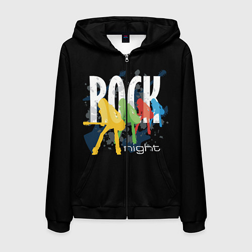 Мужская толстовка на молнии Rock Night / 3D-Черный – фото 1