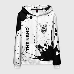 Толстовка 3D на молнии мужская The Neighbourhood и рок символ на светлом фоне, цвет: 3D-белый