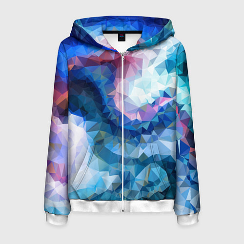 Мужская толстовка на молнии Blue mosaic / 3D-Белый – фото 1