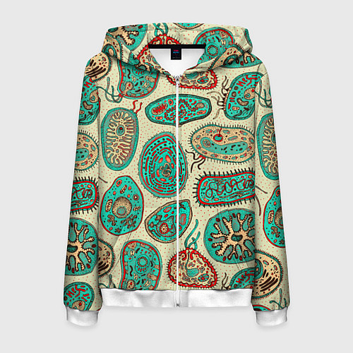 Мужская толстовка на молнии Бактерии / 3D-Белый – фото 1